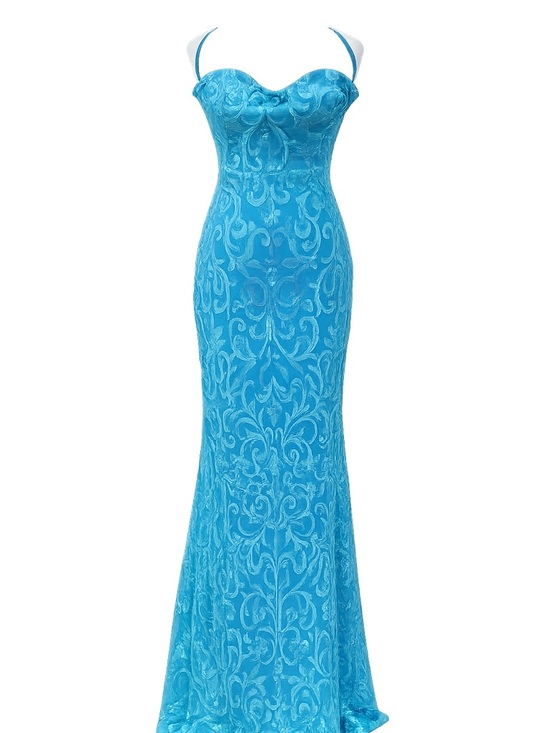 Lulus Dresses & Skirts - Aqua Blue Sequin Mermaid Gown Lace Up Back Formal Prom Dress Size XL